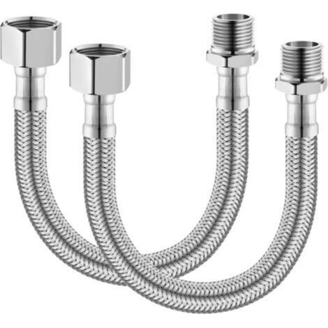 2 Pièces Tuyaux de Raccordement Flexibles Robinets,pour Salle de Bains Robinets de Toilettes Évier de Cuisine Tuyaux d'Entrée d'Eau (30cm)