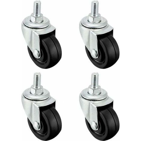 Serbien – Satz mit 4 Lenkrollen aus 40 mm TPE-Gummi – Tragkraft 20 kg – M8-Gewinde für sichere Montage – Geeignet für alle Bodenarten (1/3)
