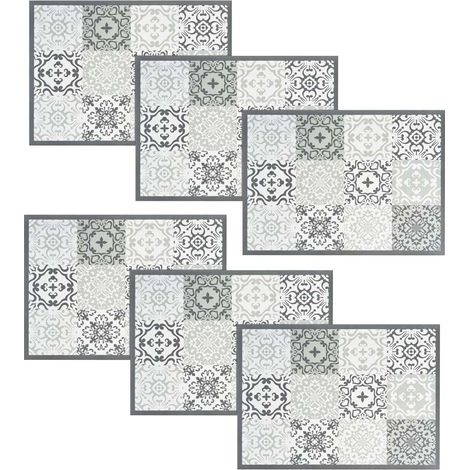 Confezione da 6 Tappeti 50 x 70 Cm Antimacchia Mille Usi Antiscivolo Tappetino Cucina,Tappeto Ingresso,Soggiorno,Bagno,Stampa Digitale Idrorepellenti Maioliche grigie - Set 6 (50x70cm) (1/5)