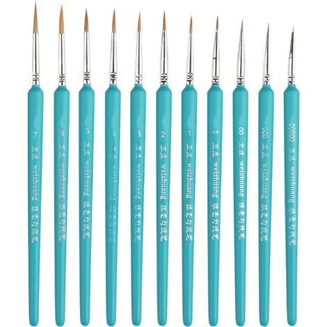 Pinceau Miniature - 11 Pièces - Manche en Bois Naturel - Pour Peinture Acrylique Aquarelle Huile Modèles et Maquillage Facial (1/5)
