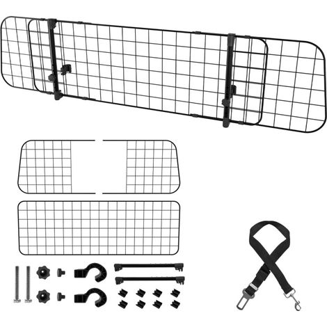 SWANEW Griglia per cani per auto Griglia di protezione del bagagliaio Griglia divisoria regolabile 90-145cm nero (1/5)