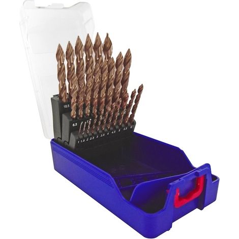 Tivoly – Coffret de 25 forets HSS TSP revêtus FUSIO Ø 1 à 13mm – Affûtage étagé pour perçage intensif – Queue à 3 méplats pour mandrin