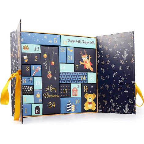 Calendrier de l'Avent à remplir, 24 boîtes colorées à poser et à remplir, réutilisables, pour enfants et adultes, calendrier de Noël, 33 x 30,50 x 8,50 cm (1/5)