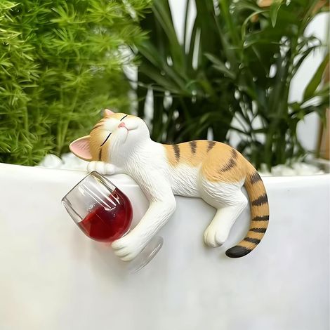 Figurine Chat Pot Fleur résine décoration Jardin intérieur (1/5)