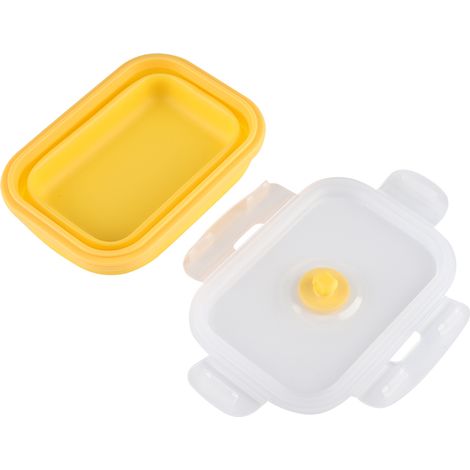 Rechteckige Silikon-Bento-Box (350 ml), faltbare Lunchbox, mikrowellengeeigneter Lebensmittelbehälter (Gelb) (1/5)