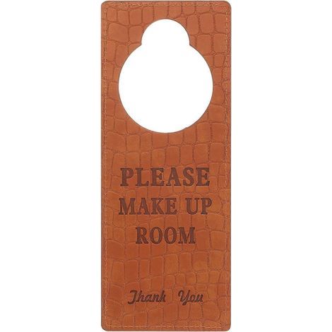 Panneau « Nettoyage de chambre » - Ne pas déranger - Panneau de porte d'hôtel - Panneau double face-23X9X0.4CM-Brown (1/4)