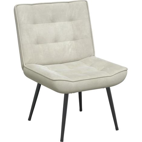 Chaise de relaxation crème 64x74x84 cm velours (1/5)
