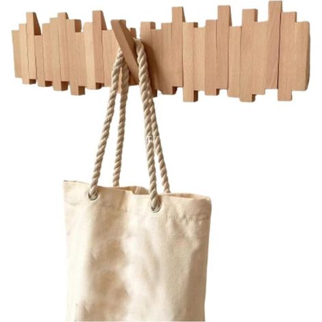 Porte-manteau mural, crochet à clé de piano rabattable, pour entrée, salon, chambre à coucher, 3 à 9 crochets, pour manteaux, chapeaux, parapluies, sacs ( 3 hooks 20cm) (1/3)