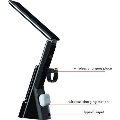 LED-Schreibtischlampe mit kabellosem Ladegerät und Touch-Steuerung zum Lernen, verstellbares Leselicht für Schüler und Studenten (1/5)