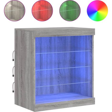 Maison Exclusive - Aparador con luces LED gris Sonoma 60,5x37x67