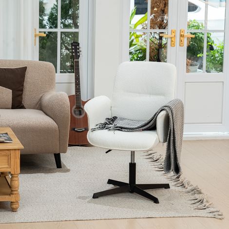MEUBLES COSY Ergonomischer Bürostuhl aus weißem Frotteestoff, Sessel, höhenverstellbar, 360 drehbar (1/5)