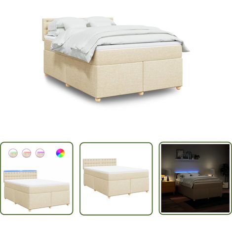 Maison Exclusive - Boxspringbett mit Matratze Creme 160x200 cm St (1/5)