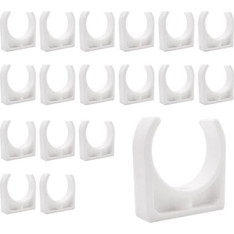 Clips de Tuyau en Plastique,18 pièces Support en U pour tuyau en PPR,Pour la plomberie et la tuyauterie,Vis non incluses(Diamètre intérieur 40mm) (1/5)