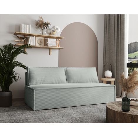 Sofa Designersofa AMANDA 3-Sitzer mit Schlaffunktion in Stoff Zoom Mintgrün (1/5)