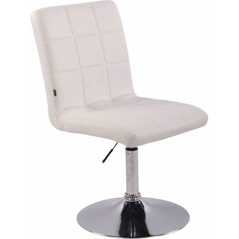 Chaise de salle à manger x1 pivotante réglable en hauteur coutures carrées similicuir blanc et pied métal chromé 100008282 (1/5)