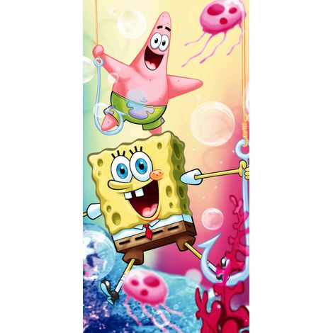 Bob l'Eponge - Serviette de plage en coton - Multicolore - 70 x 140 cm - Livraison gratuite