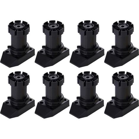 Lot De 8 Pieds D\\'Armoire, Hauteur Réglable De 50 À 70 Mm, Pieds Réglables En Plastique, Pour Armoires De Cuisine Et De Salle De Bain Noir (1/5)