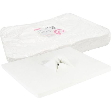 Cuscinetto igienico per la testa con taglio a X per il viso, bianco, 100 pezzi. (1/4)
