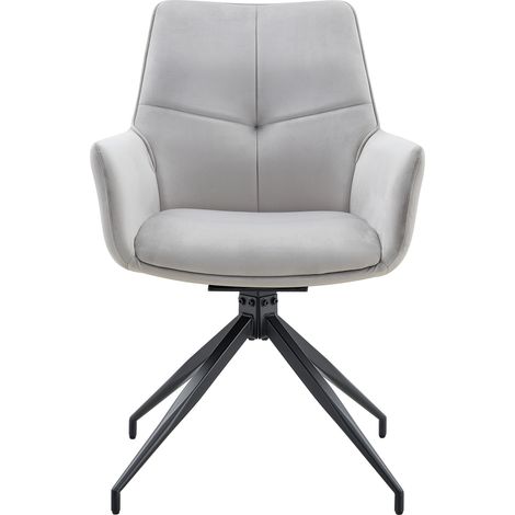 Set di 2 sedie da pranzo girevoli a 360° in tessuto grigio chiaro con gambe in metallo nero MODENUIT (1/5)