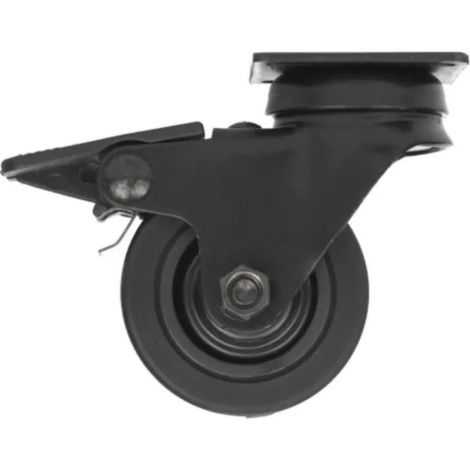 Rolle mit Bremse NOVO D. 50 mm schwarz mit schwenkbarer Platte, H. 72 mm