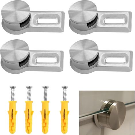 Lot de 4 pinces à verre pour miroir en verre lourd, images en verre acrylique, pour salle de bain, avec chevilles lourdes et vis en acier inoxydable (1/5)