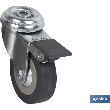Ruota in gomma grigia con freno e supporto fino a 40 kg, Ø40 x 18 mm