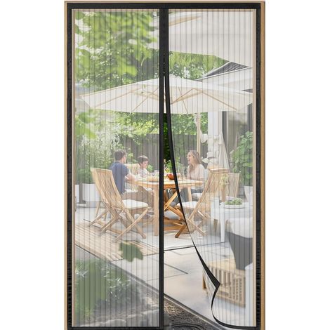 Moustiquaire Porte Fenetre Magnétique Sans Perçage 140x220 cm, Magnétique moustiquaire porte, Fermeture Automatique, Maille Ultra-Fine Antimoustique Noir (1/5)