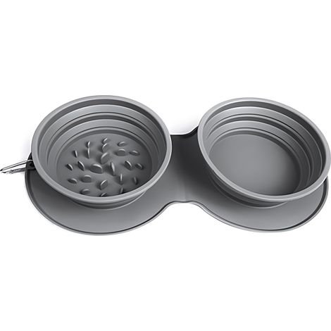 Bol pliable en silicone pour chien, gamelle portable pour eau et nourriture, camping, voyage – Léger, avec mousqueton–DELKEVIC