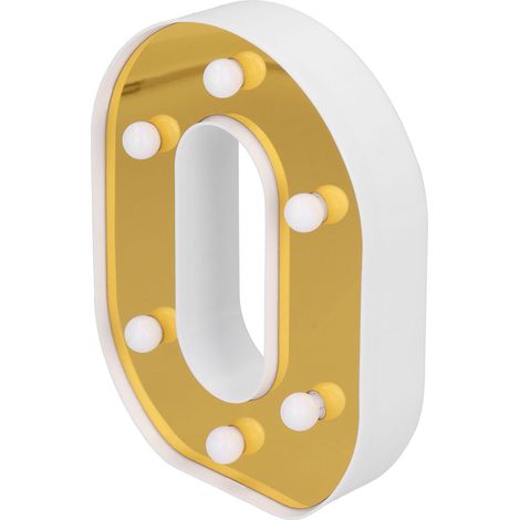 Guirlande lumineuse décorative LED dorée en forme de lettre (26 lettres) pour demandes en mariage, fêtes, anniversaires, soirées et confessions blanc chaud, style O. (1/5)