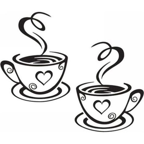 Tasse à Café Design Autocollants Mur Maison Stickers Cuisine Restaurant Décor (1/5)