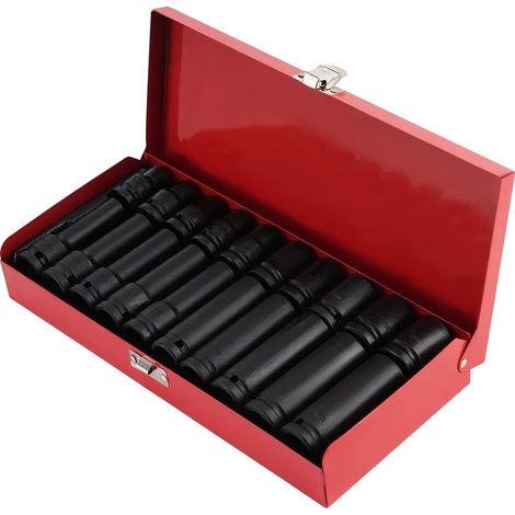 Set di bussole a impatto profondo, 20 pezzi, attacco da 1/2 pollice, design a 6 punte, acciaio al cromo vanadio, finitura resistente alla corrosione. (1/5)