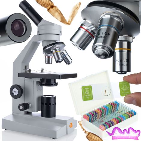 Microscopio biologico Uran Pro MBUP con set di preparati per l'osservazione