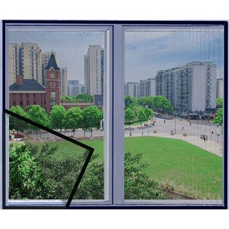 Moustiquaire pour fenêtre 100x145cm(39.3x57in) Moustiquaire de porte anti-insectes Protection contre l'entrée des insectes les fenêtres ou portes toutes tailles noir-A (1/5)