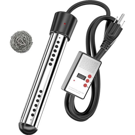 Chauffe-eau électrique submersible pour piscine, 3000 W. Fabriqué en acier inoxydable, chauffe rapidement. Convient pour les baignoires, les seaux, les pédiluves et les piscines. (1/5)