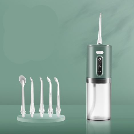 Irrigador dental – Hilo dental – Irrigador bucal – Irrigador eléctrico inalámbrico con 5 ajustes de hilo dental – Limpiador dental de agua recargable con USB (1/5)