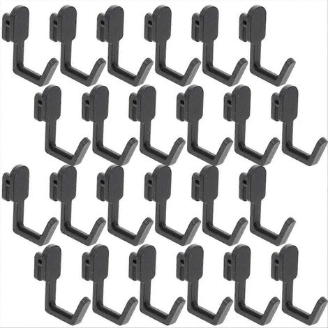 Lot de 24 crochets en forme de J pour panneaux perforés - Noir (1/5)