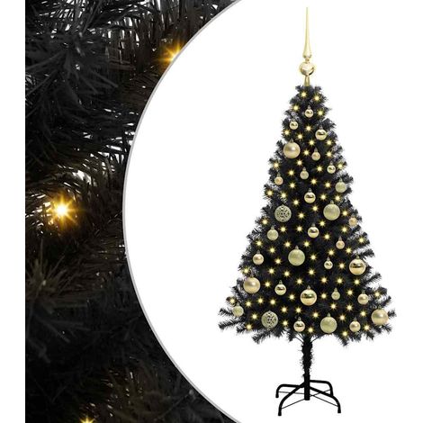 Sapin de Noël Arbre de Noël avec 150 LED avec support Noir 120 cm PVC (1/5)