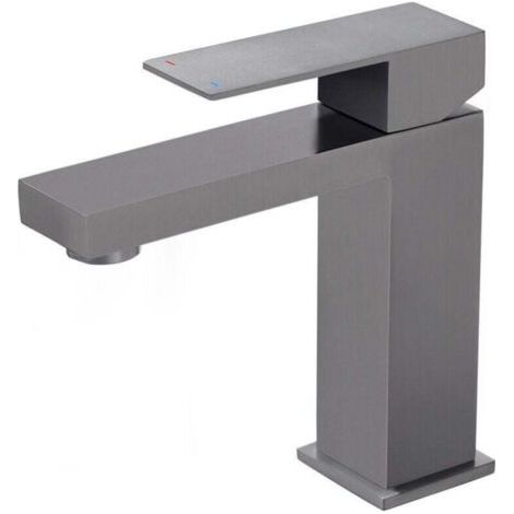 Robinet carré pour lavabo chaud et froid, lavabo de salle de bain, lavabo monotrou, robinet noir pour salle de bain (1/5)