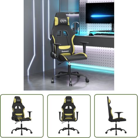 The Living Store Gaming-Stuhl Schwarz und Hellgrün Stoff - Gaming-Stuhl - Gamer Chair - Bürostuh - Schreibtischstuhl - Ergonomischer Stuhl (1/5)