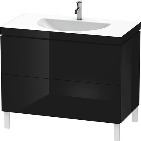 Lavabo meuble Duravit L-CUBE 1000x540mm sans trop plein 1 trou de robinetterie noir haute brillance