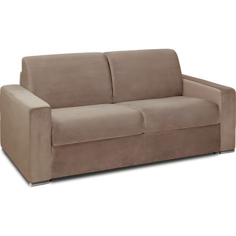 Divano letto 2p a ribalta doghe larghe Materasso 120cm Spess. 16cm Memory foam  Velluto Beige - CALITO
