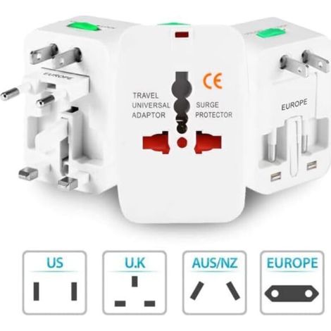 Universal Travel Adapter Universal Power Adapter 150+ Countries Worldwide USB Travel Adapter with Plugs and USA/EU/UK/AUS Plug - 1 pc (1/5)