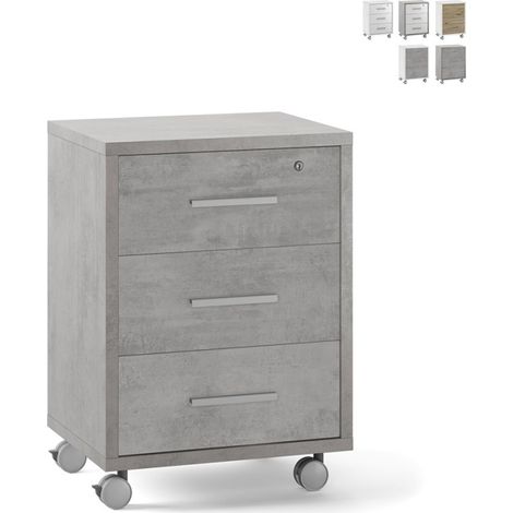 Mobile 3 cassetti chiave ruote scrivania ufficio design moderno Rot - Grigio (1/5)