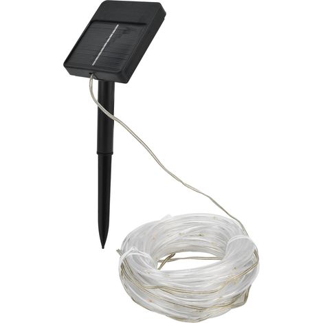 Guirlande lumineuse solaire 7 m, 50 LED, tube solaire étanche pour extérieur, éclairage décoratif de jardin, lumière blanche (1/5)
