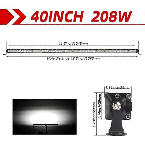 Barre lumineuse LED mince CO LIGHT à une rangée, 12", 22", 32", 42" ou 52" pouces, éclairage de travail LED 12 V/24 V pour SUV, 4x4, tracteur tout-terrain, quad, Lada Niva, 42 pouces, 208 W (1/5)