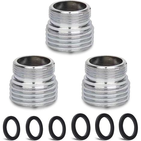 Kit adaptateur de robinet en 3 pièces (M20 mm mâle vers M18 mm mâle) pour aérateur de cuisine, adaptateur de robinet d'évier, connexion de tuyau d'arrosage, filtre à eau et tuyau standard. (1/5)