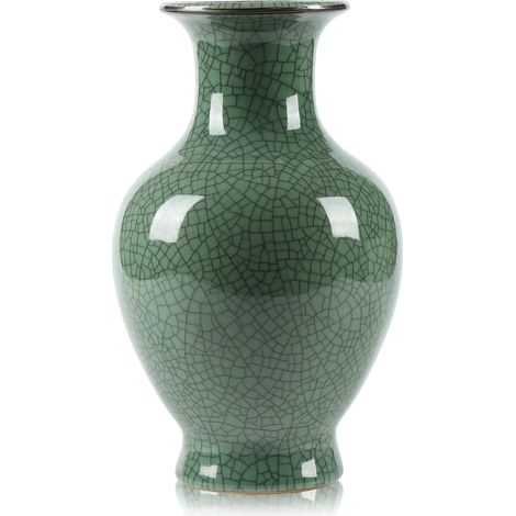 Vase Vert en céramique craquelée Fait à la Main Décoration de Salon, Centre de Table, Mariage et fête (1/5)