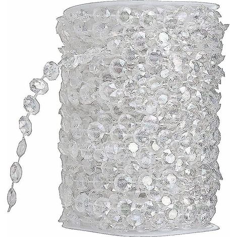 30 m Girlande aus irisierenden Kristallglasperlen, rautenförmige Acrylperlen für Hochzeits- und Partydekoration (transparent) (d-583-a)