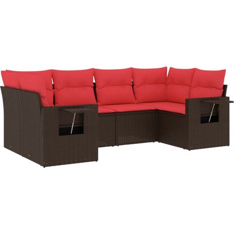 Ensemble de canapé de jardin 6 pcs avec coussins marron résine tressée vidaXL (1/3)