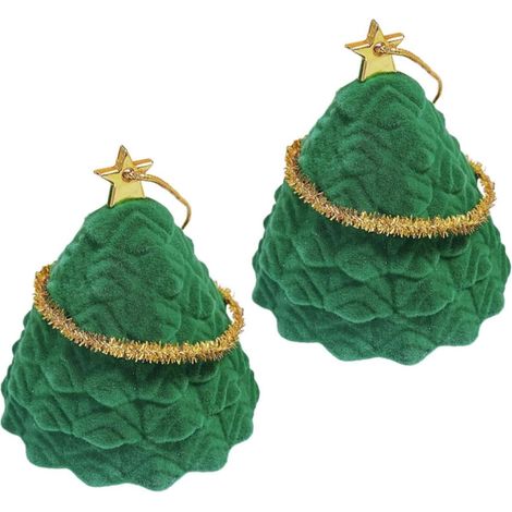 Caja de joyería de plástico verde con forma de árbol de Navidad (2 unidades) (1/5)